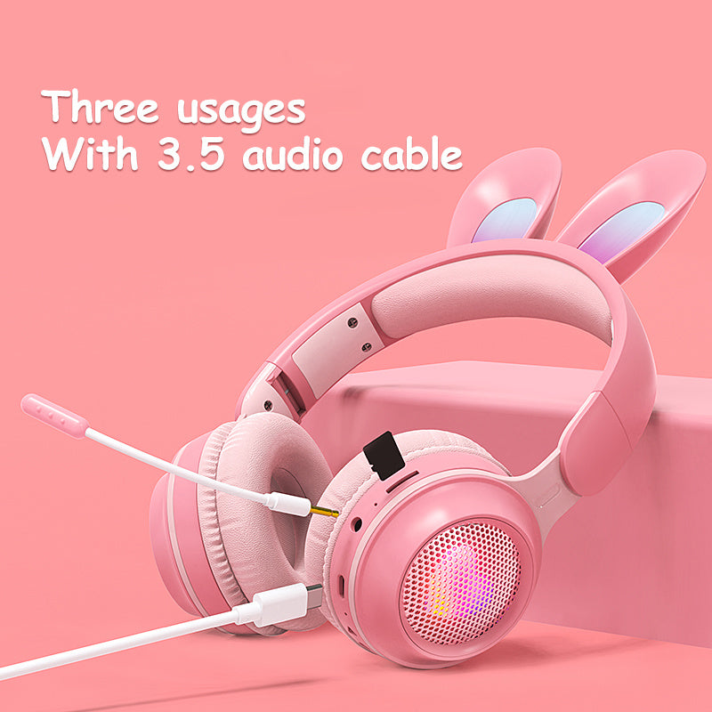 Rabbit Ear Wireless Headphones β Luminous, Extendable & Ultra-Cute! π§