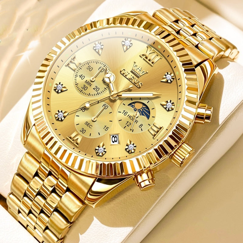 Luxury Men's Gold Quartz Watch