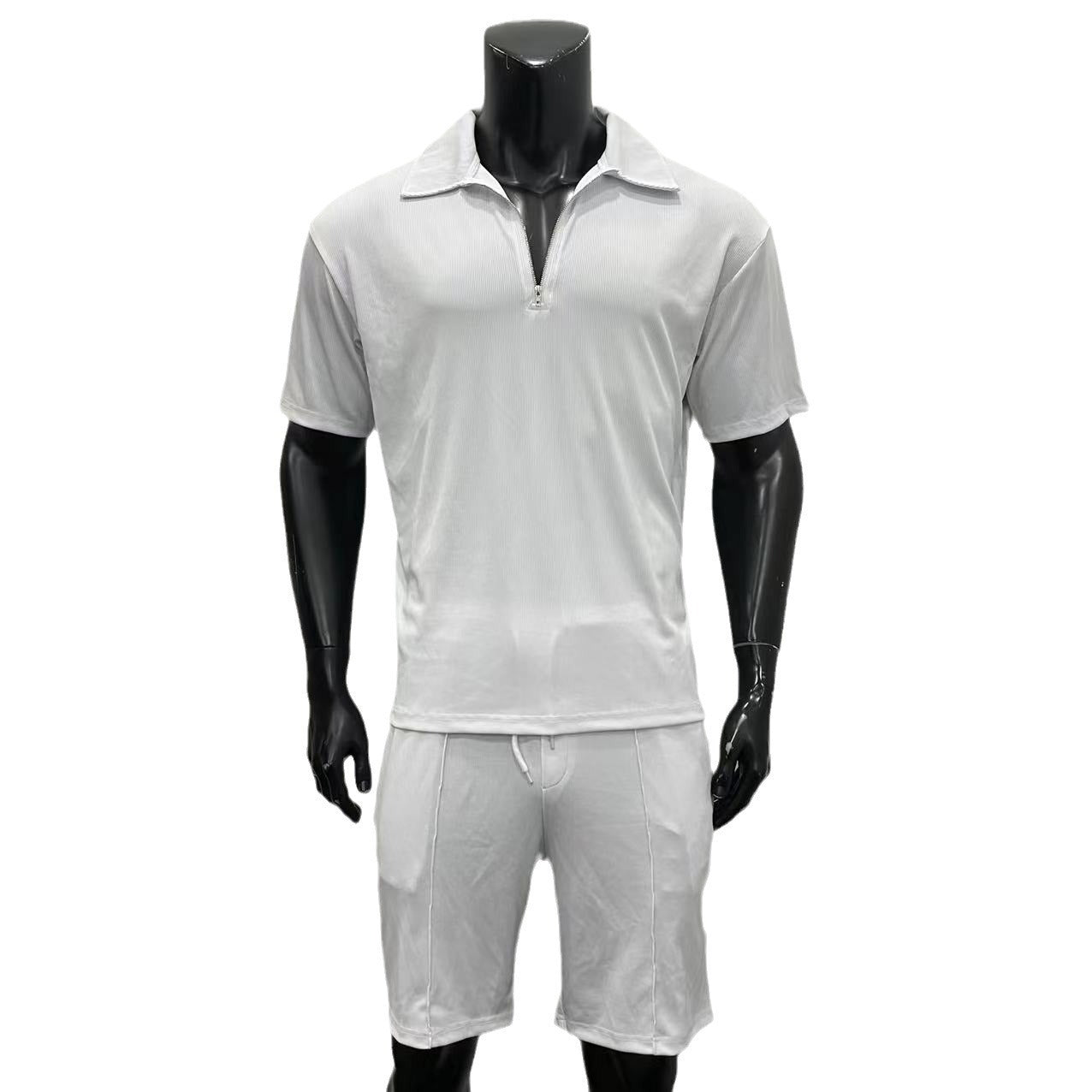 Fashion Zipper Polo Casual Short Sleeve