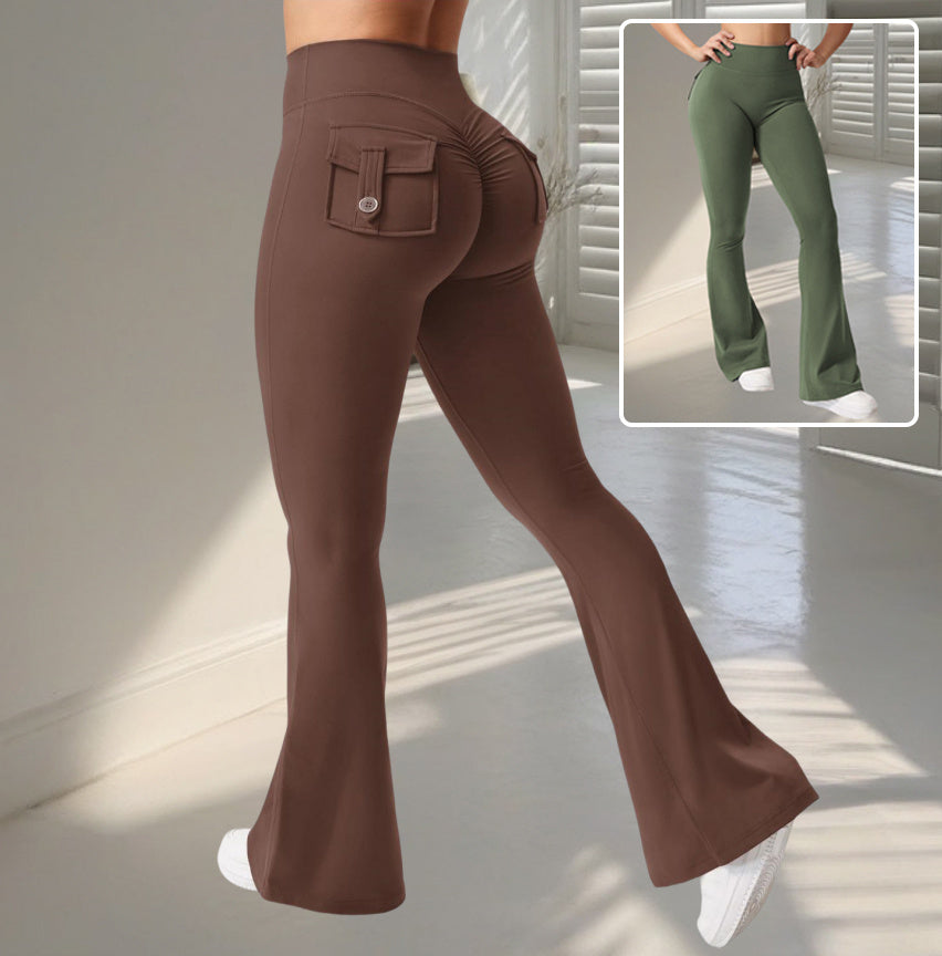 Fashion Yoga Fitness Flared Pants With Pockets