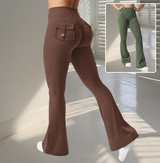 Fashion Yoga Fitness Flared Pants With Pockets