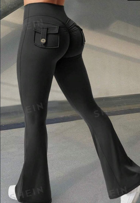 Fashion Yoga Fitness Flared Pants With Pockets