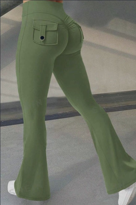 Fashion Yoga Fitness Flared Pants With Pockets