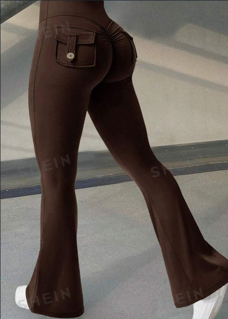 Fashion Yoga Fitness Flared Pants With Pockets