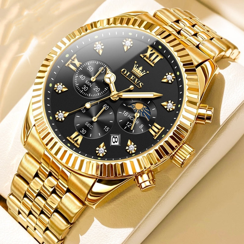 Luxury Men's Gold Quartz Watch