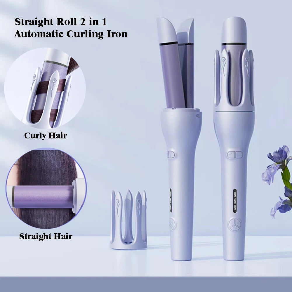 New 2 In 1 Automatic Hair Curler Straightener